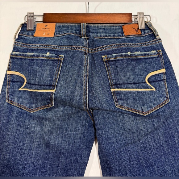American Eagle Outfitters Size 2 Short Women's Dark Blue Skinny Jeans - Picture 4 of 11